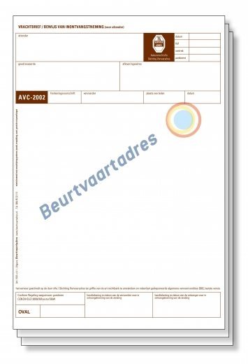Voorbeelden van vervoersdocumenten  Beurtvaartadres
